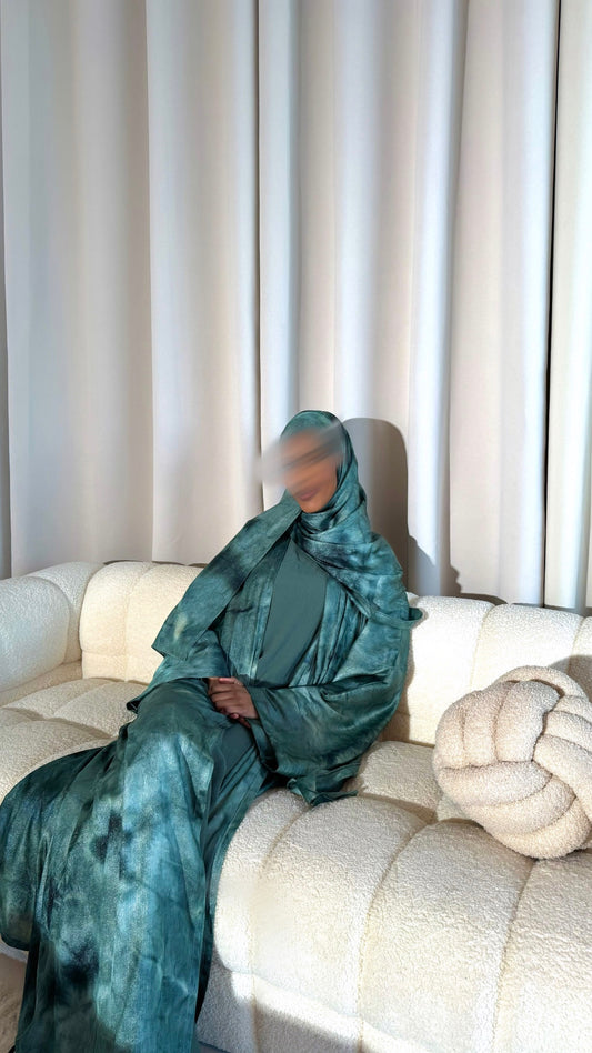3 piece Abaya in Aurora green